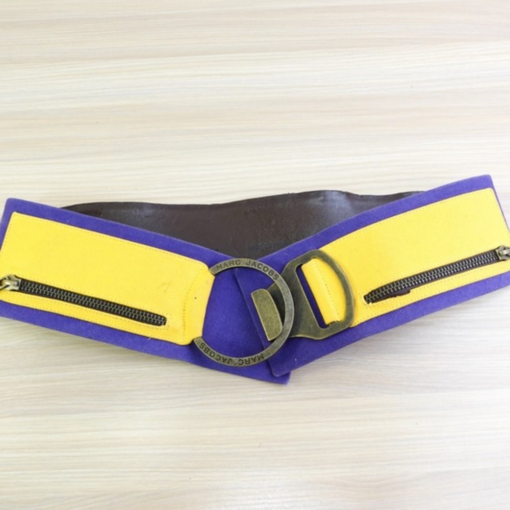 Colorblock Cinch Waist Belt Womens S MARC JACOBS‎ Blue Yellow Canvas Grunge Edgy